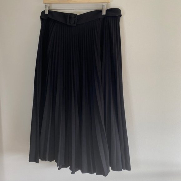 ZARA Pleated Black Belted midi skirt - Picture 5 of 9